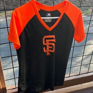 San Francisco Giants Black and Orange V-Neck Shirt  Medium